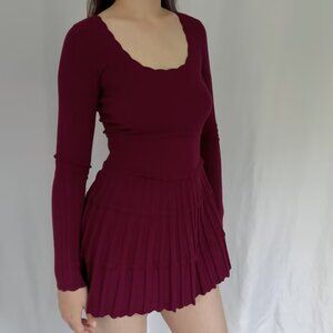 Sold Out LSF Lavender Stretch Pointelle Mini Dress - Spiced Berry